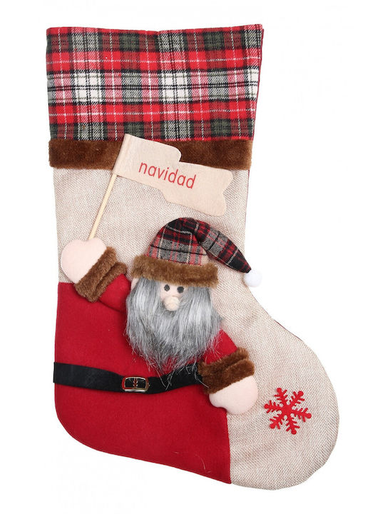 Christmas Decorative Sock with Santa Claus L40xW20cm