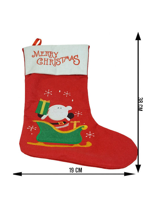 Ciorap Decorativ De Crăciun Cu Moș Crăciun M38xL19cm Roșu
