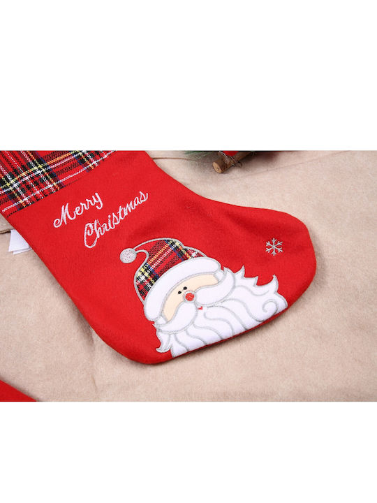 Ciorap Decorativ De Crăciun Cu Moș Crăciun M30xL15cm Roșu