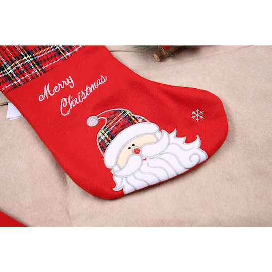 Christmas Decorative Sock with Santa Claus L30xW15cm Red