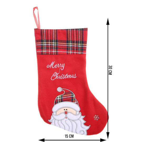 Christmas Decorative Sock with Santa Claus L30xW15cm Red