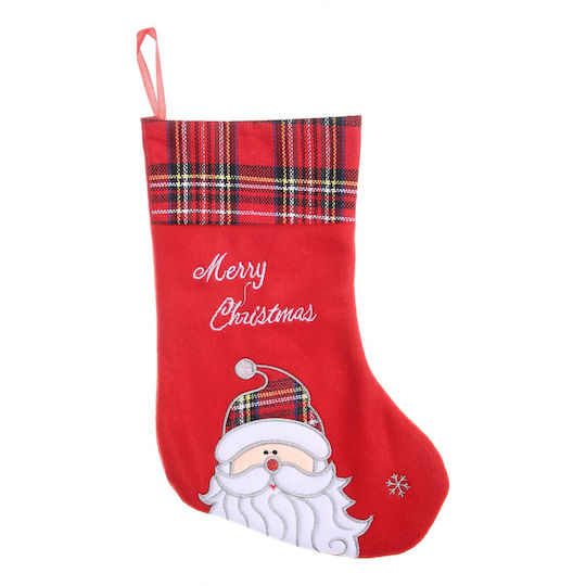 Christmas Decorative Sock with Santa Claus L30xW15cm Red