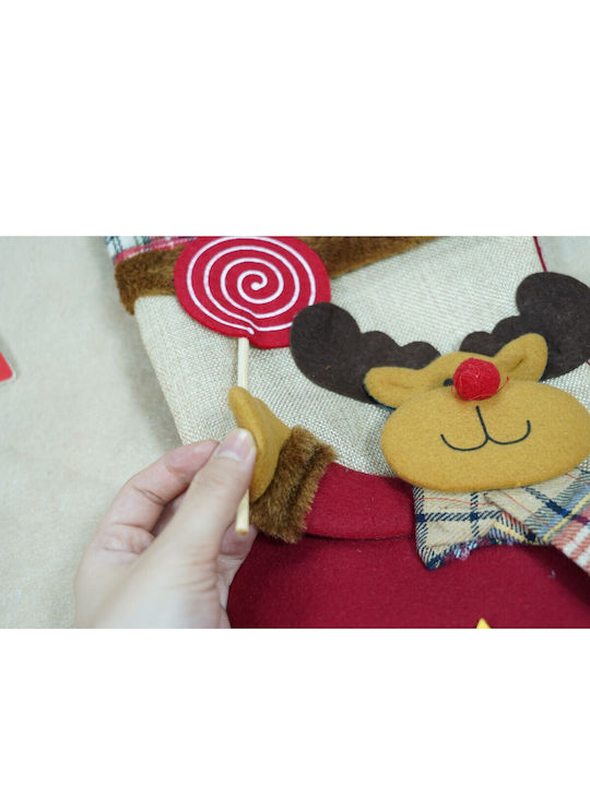 Ciorap Decorativ De Crăciun Cu Ren M40xL20cm