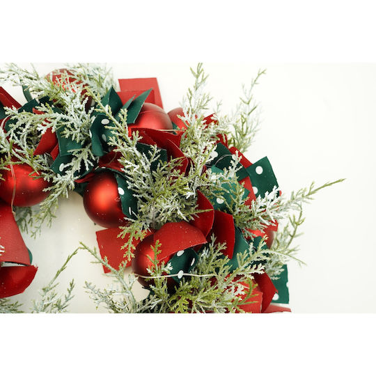 Alista Home Christmas Decorative Plastic Illuminated Wreath with Diameter 40cm Red