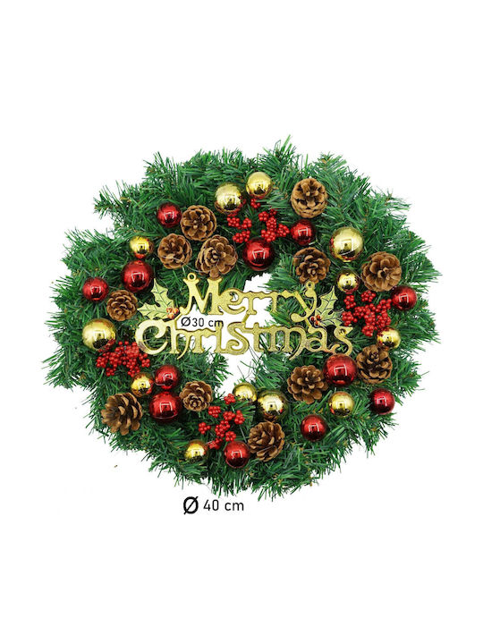 Alista Home Weihnachtskranz aus Kunststoff mit einem Durchmesser von 40cm Rote