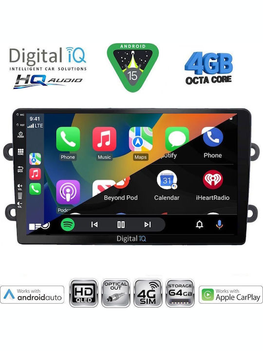 Digital IQ Car Audio System for Renault Logan Dacia Duster Logan Sandero 2006-2012 Bluetooth USB WiFi GPS Apple CarPlay Android Auto with 9" Touch Screen