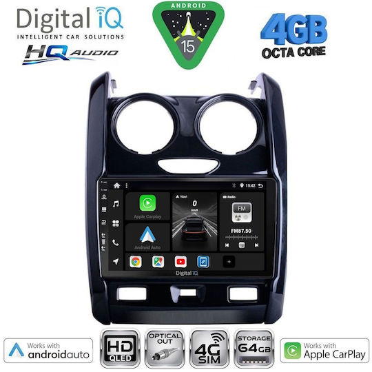 Digital IQ Ηχοσύστημα Αυτοκινήτου για Renault Logan Dacia Duster / Logan / Sandero 2006-2012 (Bluetooth/USB/WiFi/GPS/Apple-Carplay/Android-Auto) με Οθόνη Αφής 9"