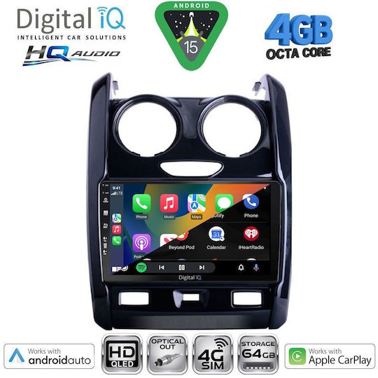 Digital IQ Ηχοσύστημα Αυτοκινήτου για Renault Logan Dacia Duster / Logan / Sandero 2006-2012 (Bluetooth/USB/WiFi/GPS/Apple-Carplay/Android-Auto) με Οθόνη Αφής 9"