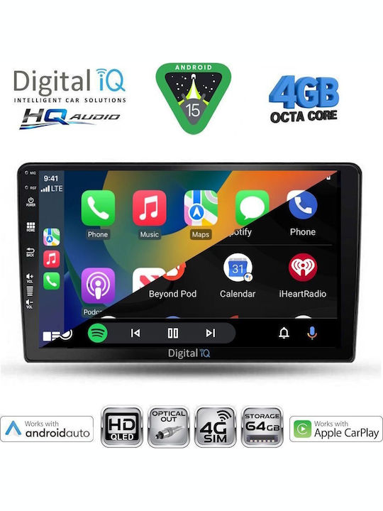 Digital IQ Car Audio System for Dacia Duster 2012-2019 (Bluetooth/USB/WiFi/GPS/Apple CarPlay/Android Auto) with 9" Touch Screen