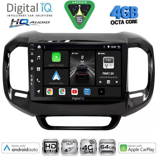 Digital IQ Car Audio System for Fiat 500 2007-2015 Bluetooth USB WiFi GPS Apple CarPlay Android Auto with 9" Touch Screen
