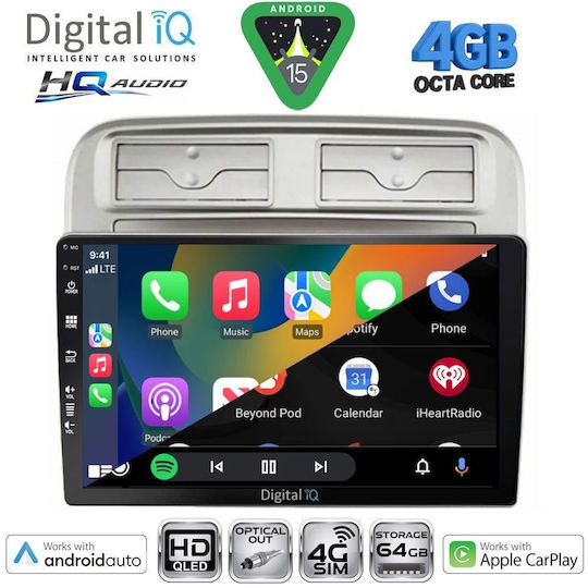 Digital IQ Car Audio System for Fiat 500 2007-2015 Bluetooth USB WiFi GPS Apple CarPlay Android Auto with 9" Touch Screen