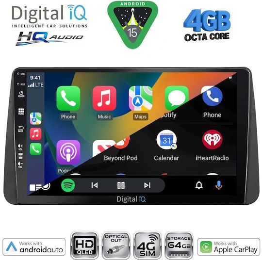 Digital IQ Ηχοσύστημα Αυτοκινήτου για Fiat Tipo 2018-2023 (Bluetooth/USB/WiFi/GPS/Apple-Carplay/Android-Auto) με Οθόνη Αφής 9"
