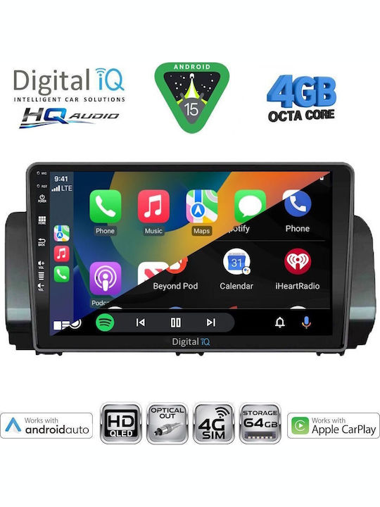 Digital IQ Car Audio System for Dacia Logan Sandero Jogger 2020 with Touch Screen 9" DIGITAL IQ BXK 19109 CPAA Bluetooth USB Wi-Fi GPS Apple CarPlay Android Auto