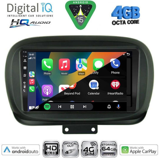 Digital IQ Ηχοσύστημα Αυτοκινήτου για Fiat 500X 2014 (Bluetooth/USB/WiFi/GPS/Apple-Carplay/Android-Auto) με Οθόνη Αφής 9"