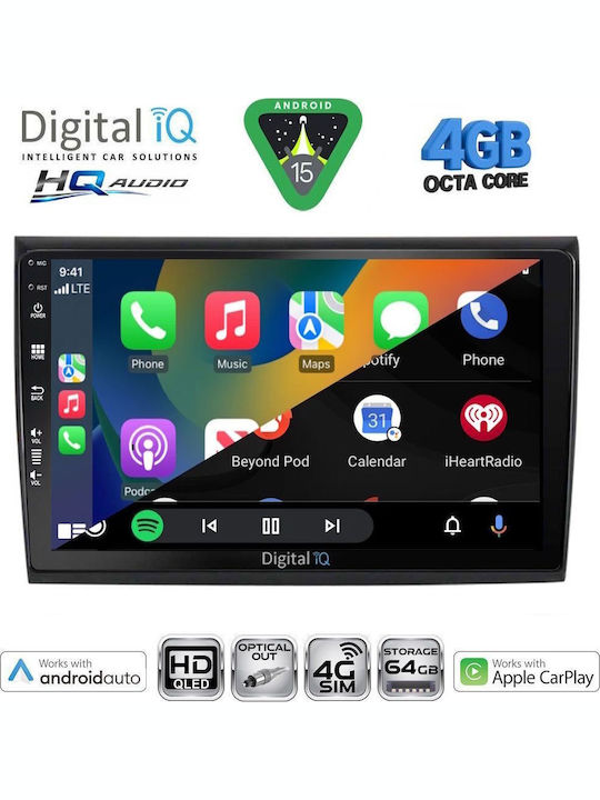 Digital IQ Car Audio System for Fiat 500X 2014 (Bluetooth/USB/WiFi/GPS/Apple CarPlay/Android Auto) with 9" Touch Screen