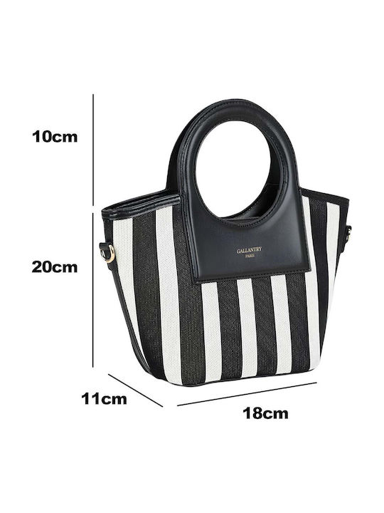 Gallantry Marbella Gestreifte Handtasche Damen Runde Griff Schultergurt Schwarz Weiß
