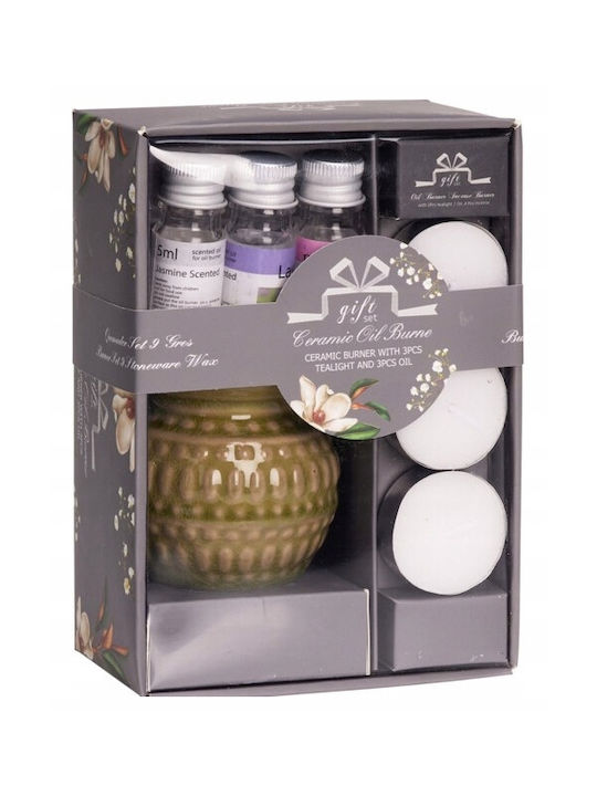 Ceramic Oil Burner Set 3 Essential Oil Scents 1 Tealight