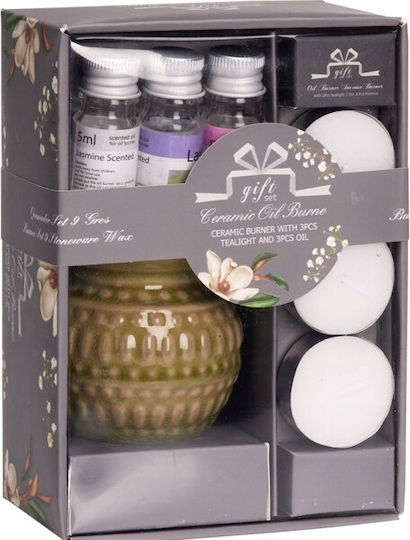 Ceramic Oil Burner Set 3 Essential Oil Scents 1 Tealight