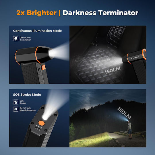 Kandf Concept Suflantă de Aer Electrică 3 Trepte de Viteză Vârf Magnetic Iluminare Led Portabilă 6000 Mah