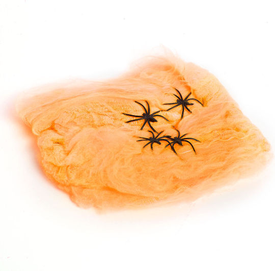 Spinnennetz Spinne Orange 4-5 m² Synthetisches Baumwollmaterial 4 Spinnen Halloween