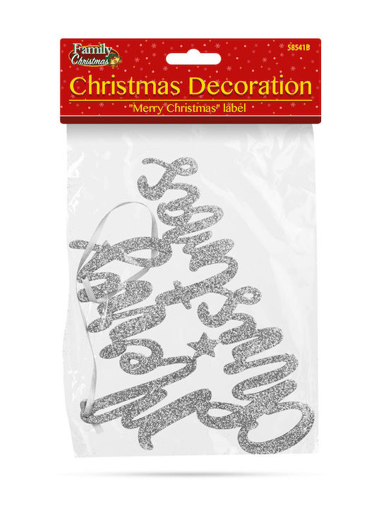 Christmas Decoration Merry Christmas Silver 20 X 12 Cm Decorative Banner