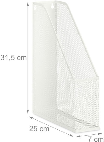 Relaxdays Bürobedarf Halter Vertikaler Organizer Weiß 31,5x7x25cm