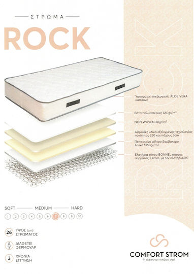 Comfort Strom Rock Полуединичен Ортопедичен Матрак Двустранен 110x190x26см