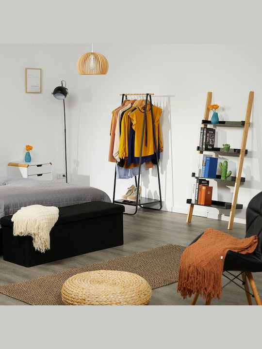 Relaxdays Floor Coat Rack Metal Black 141x56cm