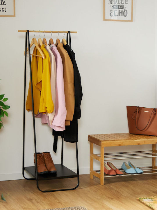Relaxdays Floor Coat Rack Metal Black 141x56cm