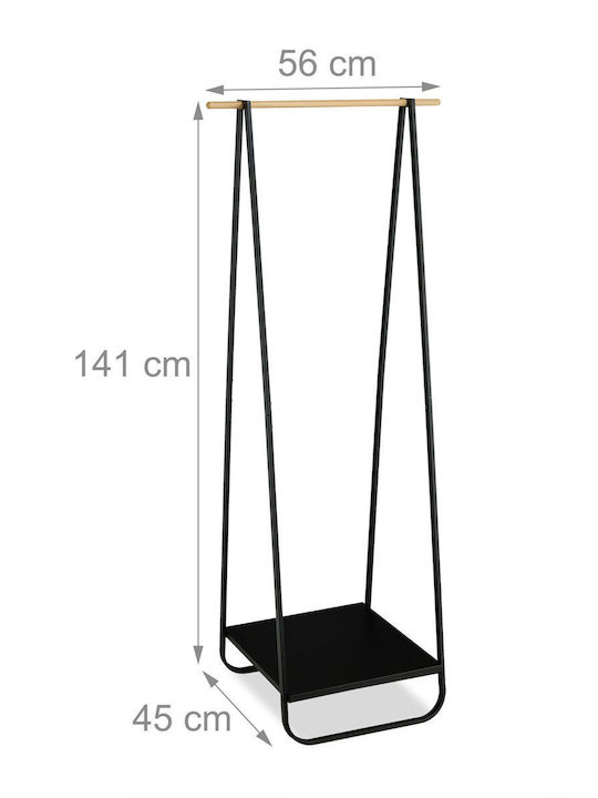 Relaxdays Floor Coat Rack Metal Black 141x56cm