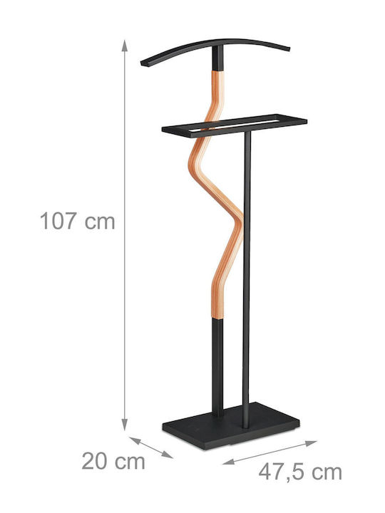 Relaxdays Floor Coat Rack Metal Black 107x20cm