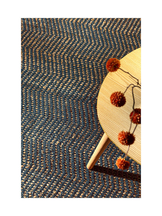 Guy Laroche Zigk Zagk Wohnzimmer Teppich Flur Sommer aus Jute Marine 60x200cm