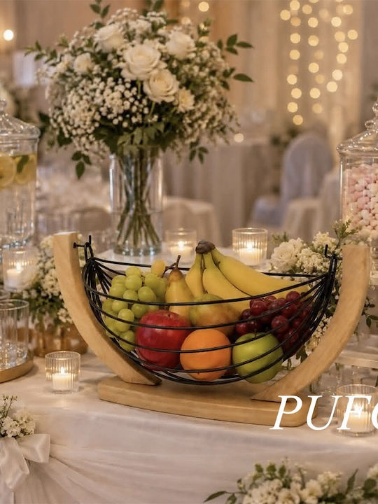 Fruit Bowl Made of Beige Bamboo 32x20cm
