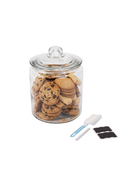 Set Borcane Pentru Biscuiți Cu Capac Relaxdays 26x18cm Transparent 4 Litri Etichete Perie De Curățare Set Borcane Pentru Biscuiți Cu Capac Relaxdays 26x18cm Transparent 4 Litri Etichete Perie De Curățare
