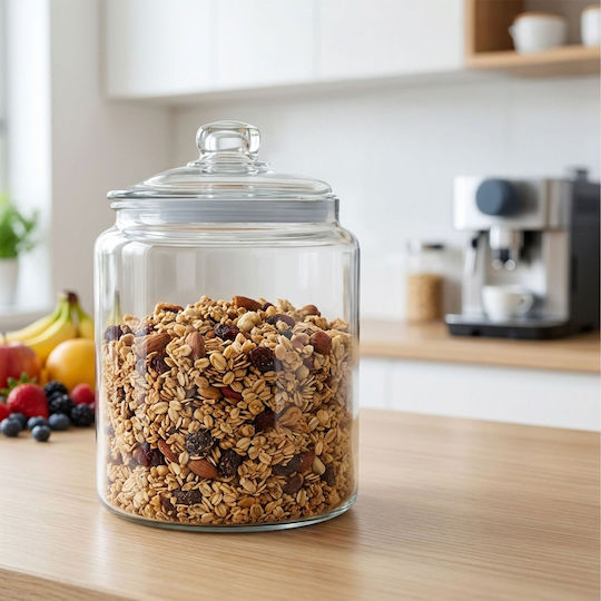 Set Borcane Pentru Biscuiți Cu Capac Relaxdays 26x18cm Transparent 4 Litri Etichete Perie De Curățare