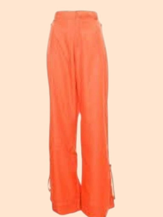 Women's Fabric Cargo Trousers Orange