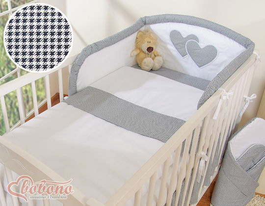 Bobono Crib Set Black Houndstooth 3 Pieces
