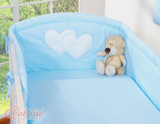 Bobono Bobono Baby Bettwäsche-Set Für Krippe Blue Hearts Und Streifen 3 Stück