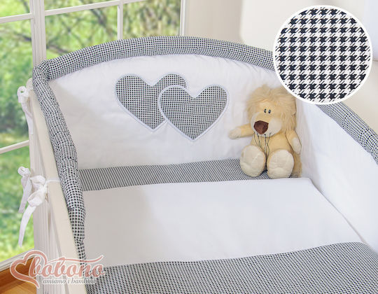 Bobono Crib Set Black Houndstooth 3 Pieces