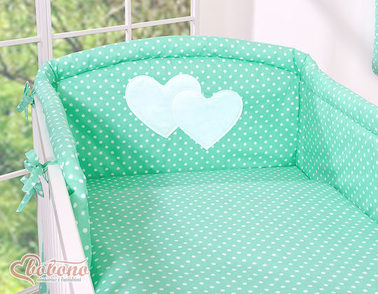 Bobono Σετ Κούνιας Hanging Hearts White Polka Dots On Mint 3τμχ
