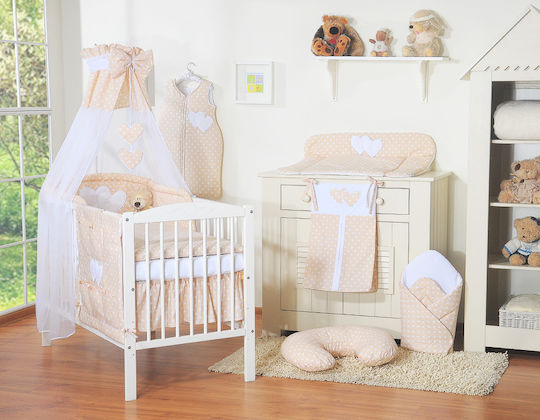 Bobono Set Pentru Patut Bej 5 Bucăți 5cz-120/tiul/inimi/551