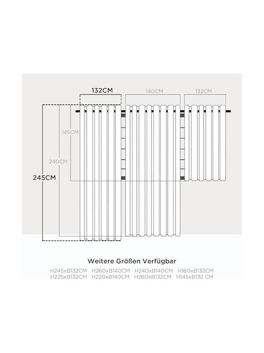 Joydeco Joydeco Verdunkelungsvorhänge mit Grommets Grau 140x260cm