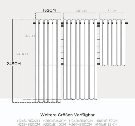 Joydeco Σετ Κουρτίνες Συσκότισης με Τρουκς Gray 140x260εκ.