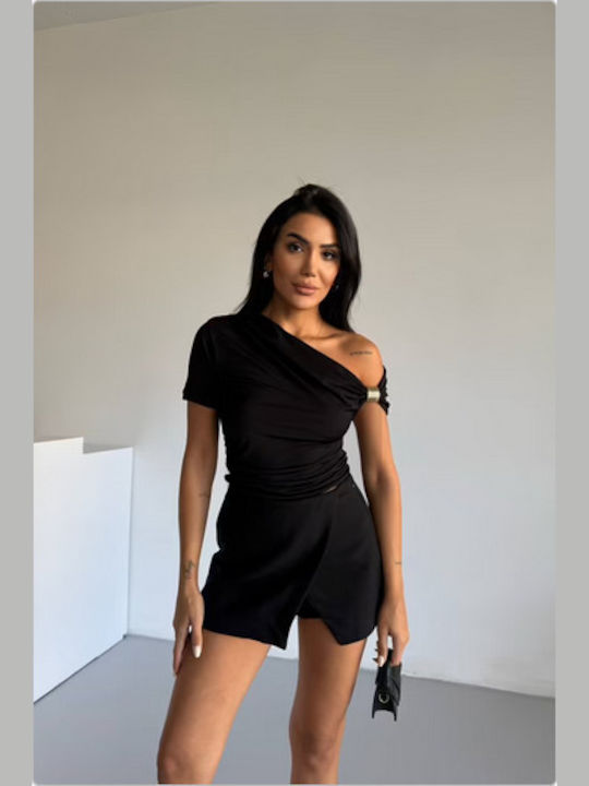 Women's Blouse One Shoulder Black
