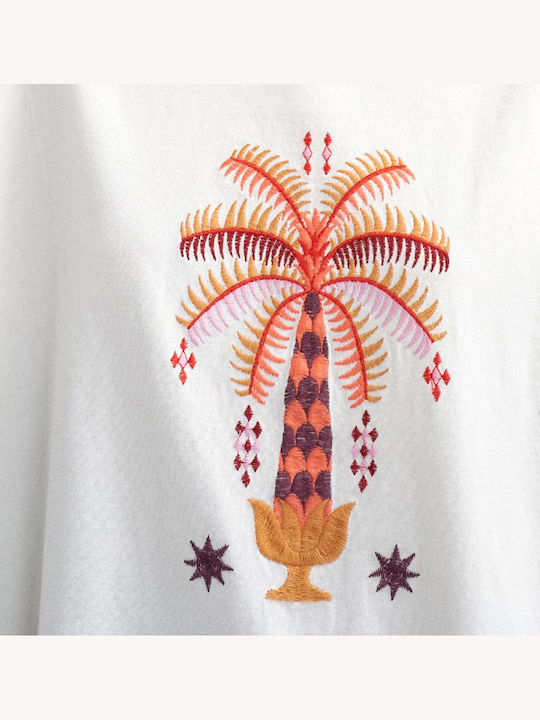 Γυναικείο Oversized T-shirt Εκρου- Κοκκινο- Μπεζ