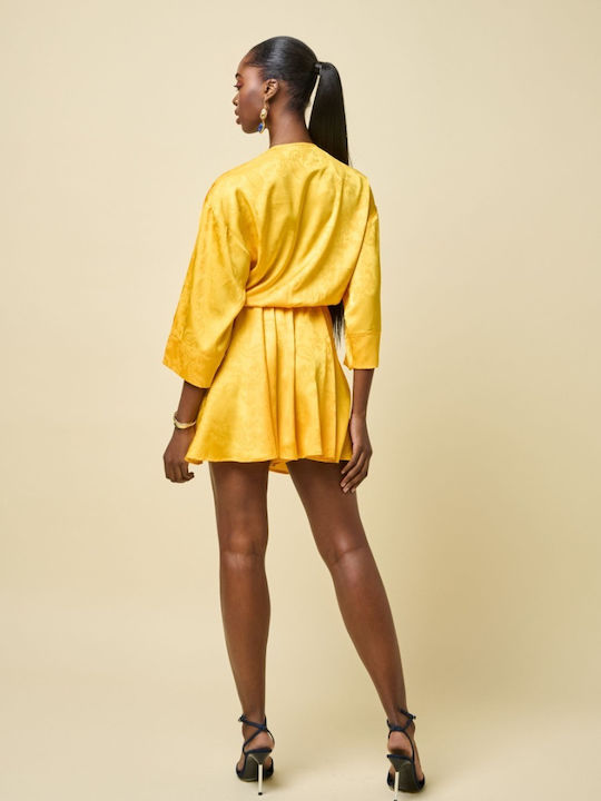 Bluza Damă Satin Mânecă Lungă Galben