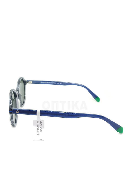 Benetton Unisex Sunglasses With Gray Frame And Green Polarized Lens