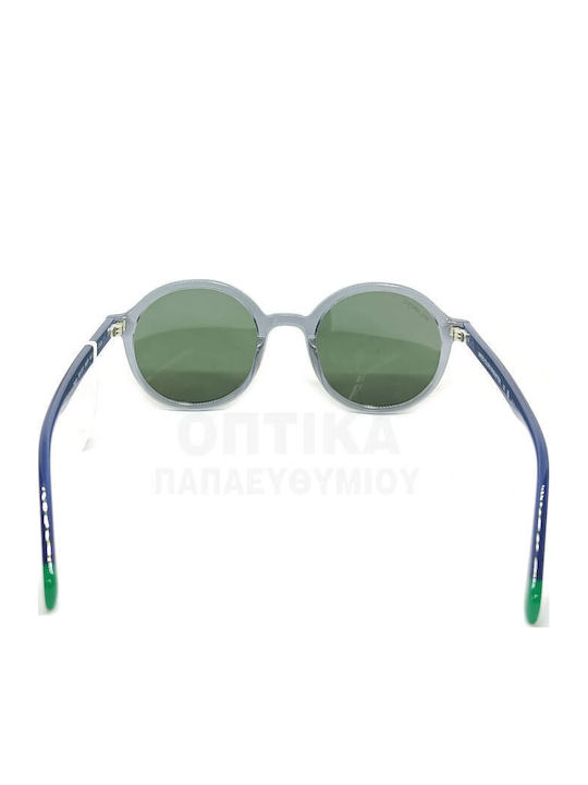 Benetton Unisex Sunglasses With Gray Frame And Green Polarized Lens