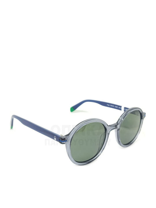 Benetton Unisex Sunglasses With Gray Frame And Green Polarized Lens