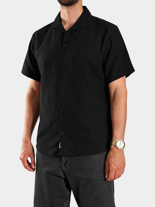 Short Sleeve Cotton Shirt Black